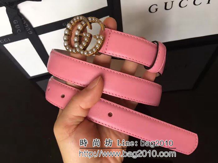 古馳CUCCI 爆款 頂級雙面頭層小牛皮 純銅珍珠扣高端女士皮帶 GHG1109